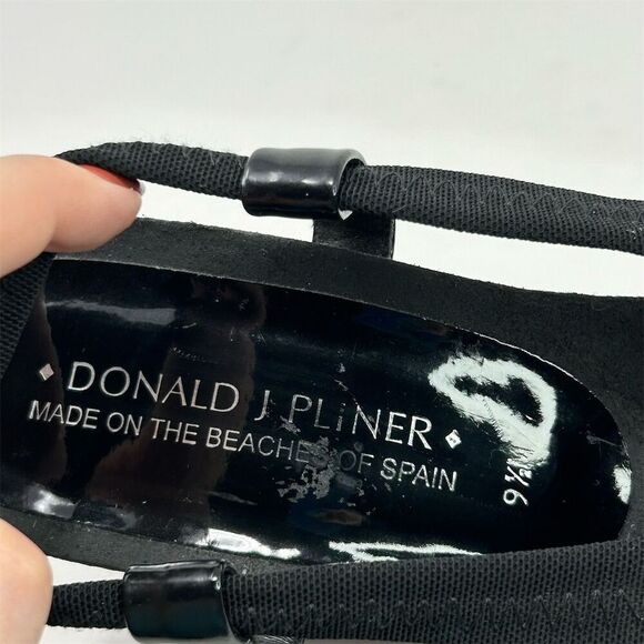 Donald J Pliner Women's Black Slingback Wedge Sandals Size 9.5 Casual Summer - Picture 13 of 13